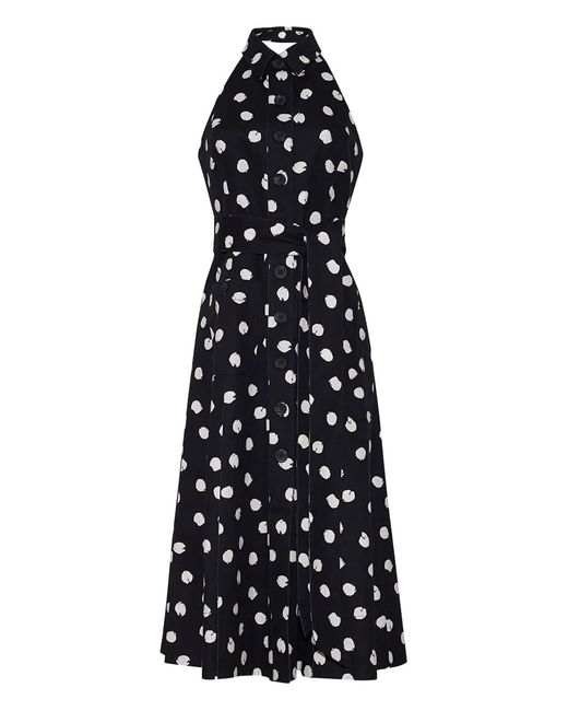 Cara Cara Blue Halterneck Polka-Dot Dress