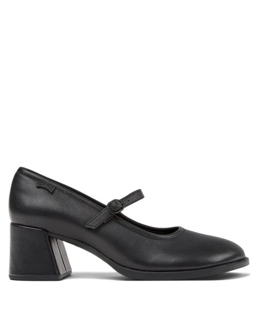 Camper Black Leather Block-Heel Mary Jane Shoes