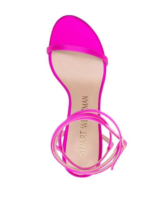 Stuart Weitzman Pink 120Mm Stiletto Leather Sandals