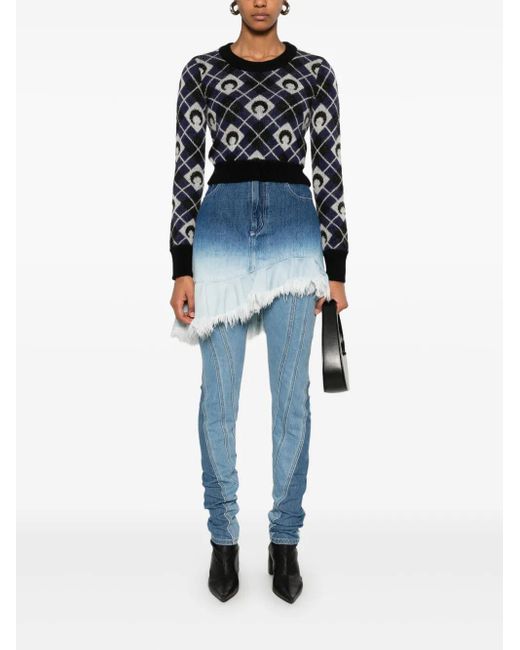 MARINE SERRE Black Moon Argyle-Knit Sweater