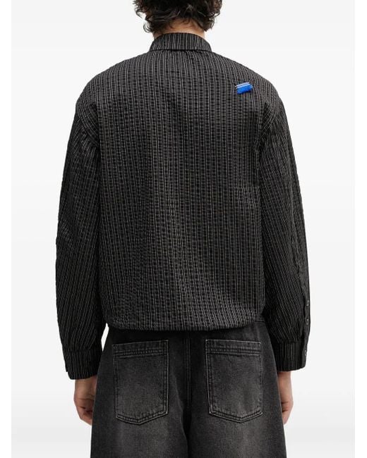 Adererror Black Striped-Pattern Gathered Shirt for men