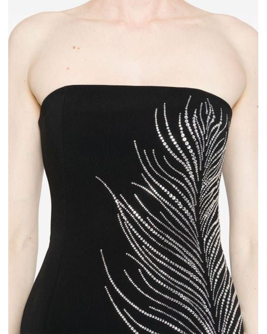 David Koma Black Crystal-Feather Bustier Mini Dress