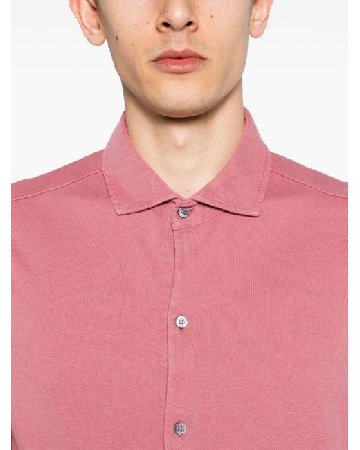 Camicia con motivo ondulato piqué di Drumohr in Pink da Uomo