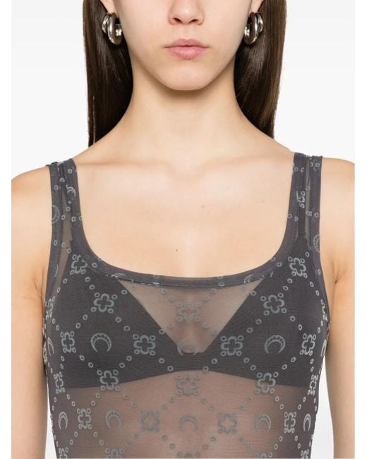 MARINE SERRE Gray Moonogram Bodysuit