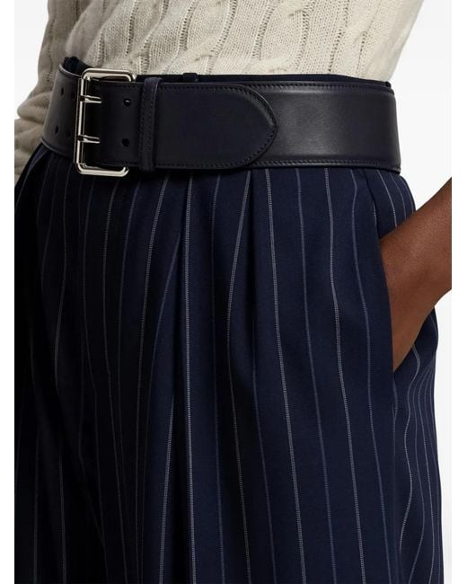 Ralph Lauren Blue Jody Striped Pleated Trousers