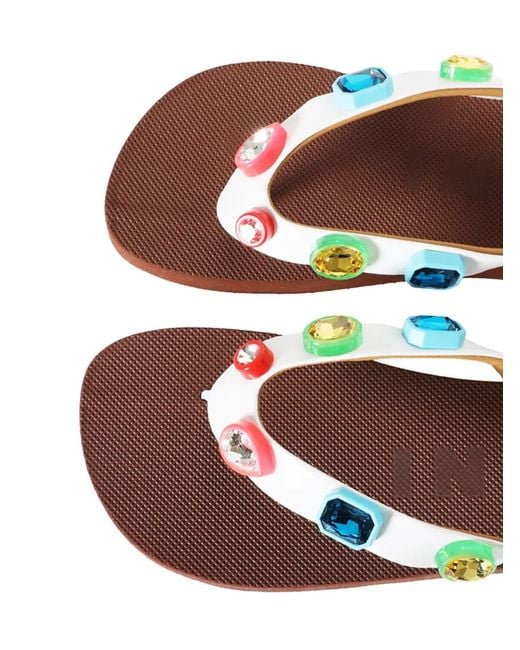 Marni White Crystal-Embellished Sandals