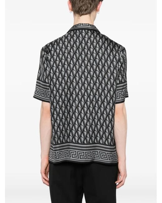 Versace Black Chemise À Imprimé V-Greca for men