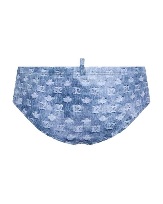 DSquared² Blue D2 Monogram Swim Briefs for men