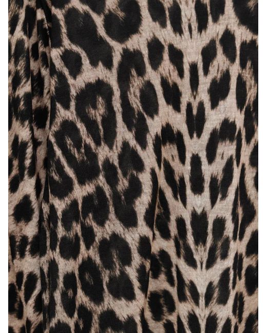 Baserange Black Leopard-Print Bell-Sleeve T-Shirt