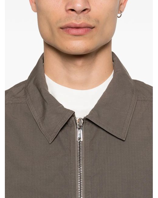 Rick Owens Brown Zip-Up Cotton Jacket With Functional Pockets for men