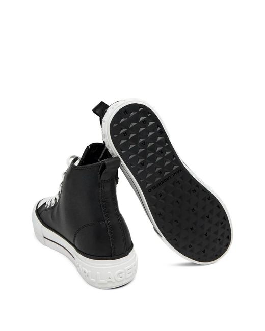 Karl Lagerfeld Black Appliqué Lace-Up Sneakers