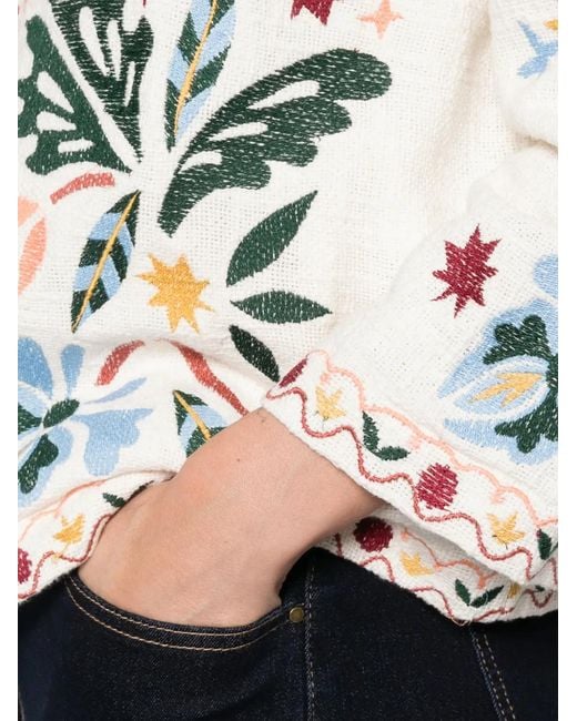 MAISON 123 White Voltige Floral-Embroidered Cardigan