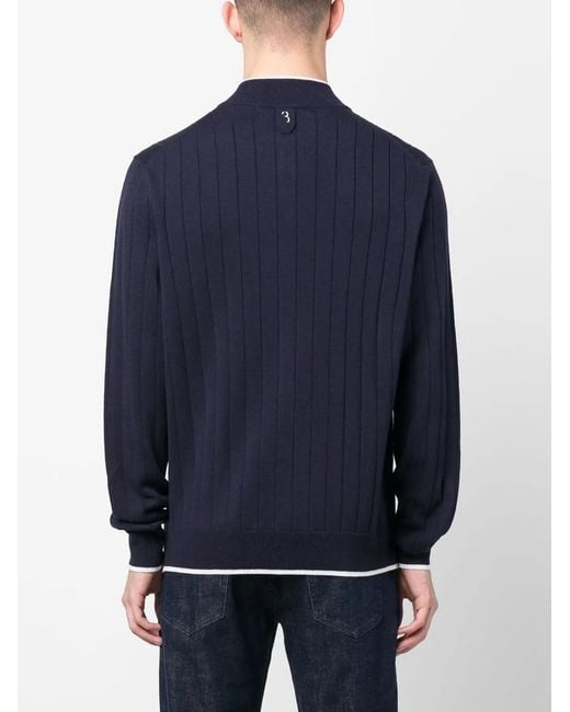 Billionaire Ribgebreide Pullover in het Blue voor heren