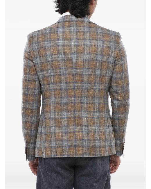 Corneliani Gray Checked Single-Breasted Blazer for men