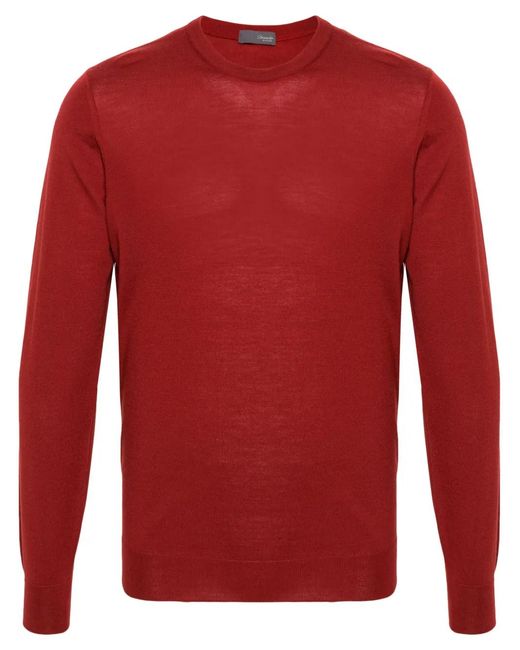 Drumohr Red Round-Neck Merino-Wool Jumper for men