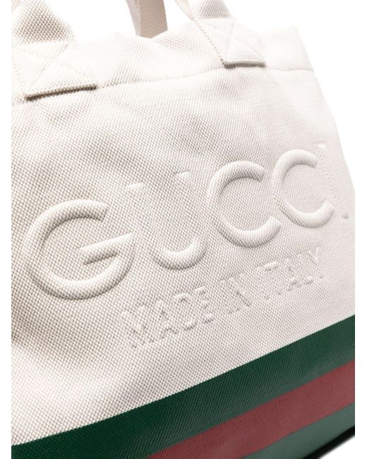 Bolso shopper con logo en relieve Gucci de hombre de color White