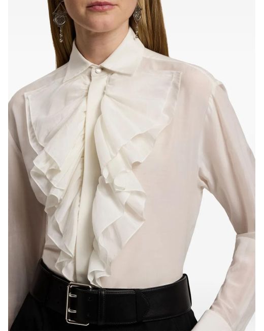 Ralph Lauren White Ruffled-Collar Shirt