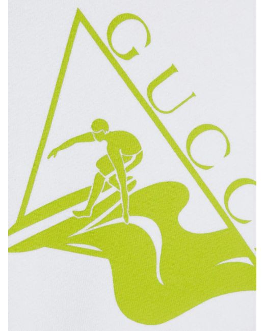 Gucci White Logo-Print Cotton Hoodie for men