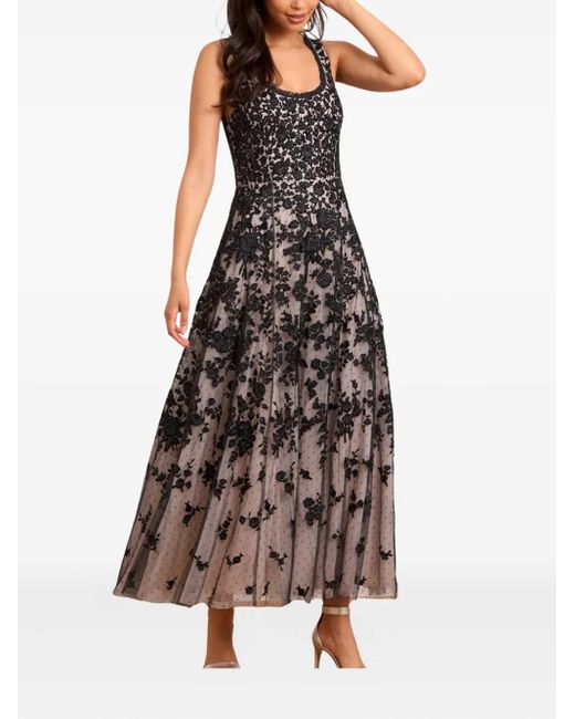 Needle & Thread Black Embroidered-Flowers Scoop-Neck Maxi Dress
