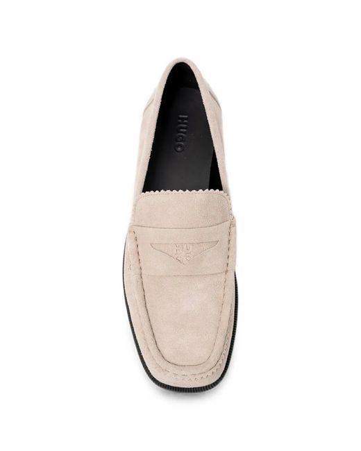 HUGO White Suede Slip-On Loafers