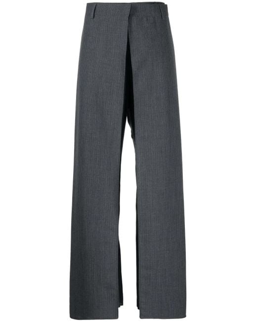 Fendi Gray Layered Virgin Wool Trousers