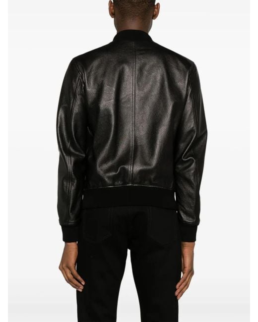 Tom Ford Gegranuleerd Leren Bomberjack in het Black voor heren