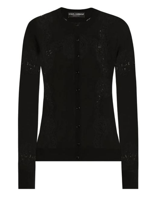 Dolce & Gabbana Black Lace-Panel Cardigan