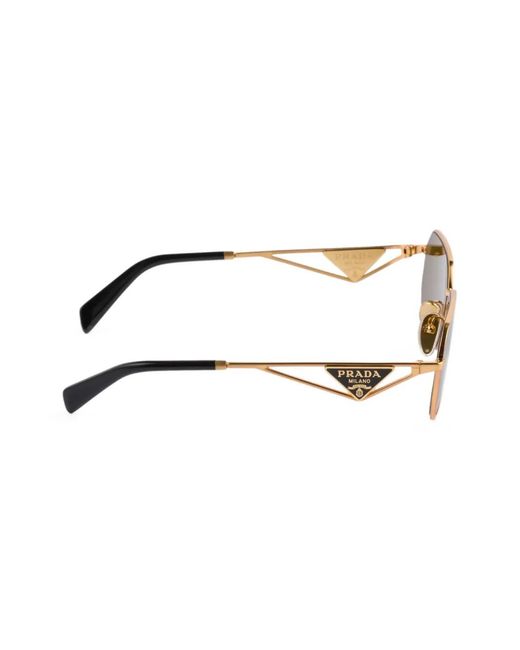 Prada Natural Triangle-Logo Rectangle-Frame Sunglasses