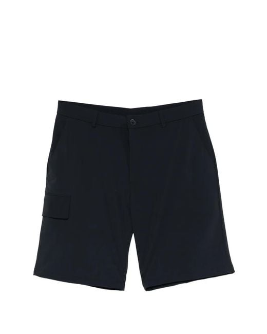 Manuel Ritz Black Logo-Patch Belt-Loop Shorts for men