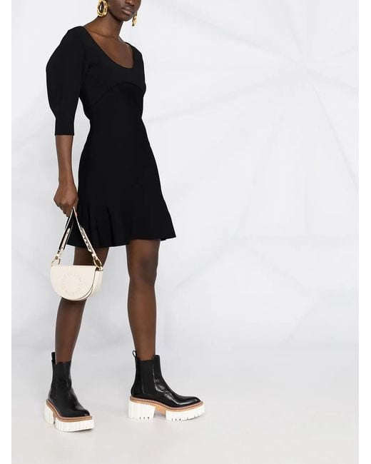 Stella McCartney Black Scoop-neck Puff-sleeve Knitted Dress