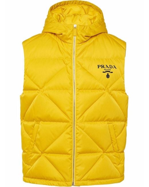 Prada Yellow Logo-print Padded Gilet for men