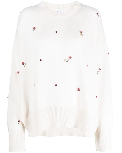 Barrie フローラル カシミアセーター White