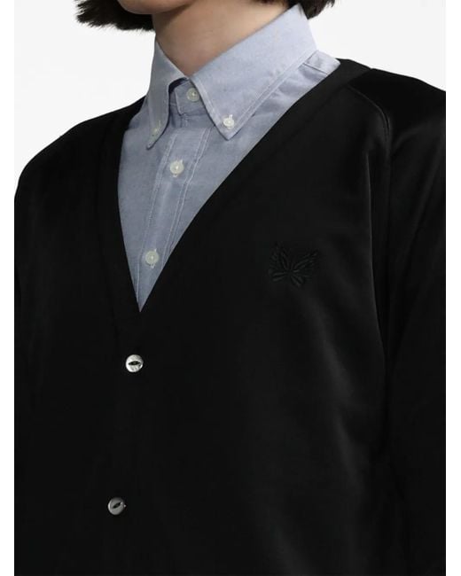 Needles Black Logo-Embroidered Buttoned Cardigan for men