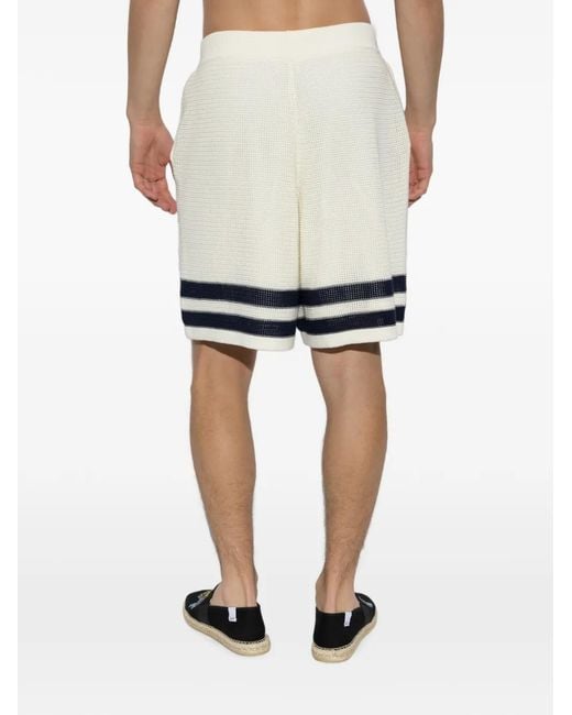 KENZO White Stripe-Trim Decorative-Weave Shorts for men