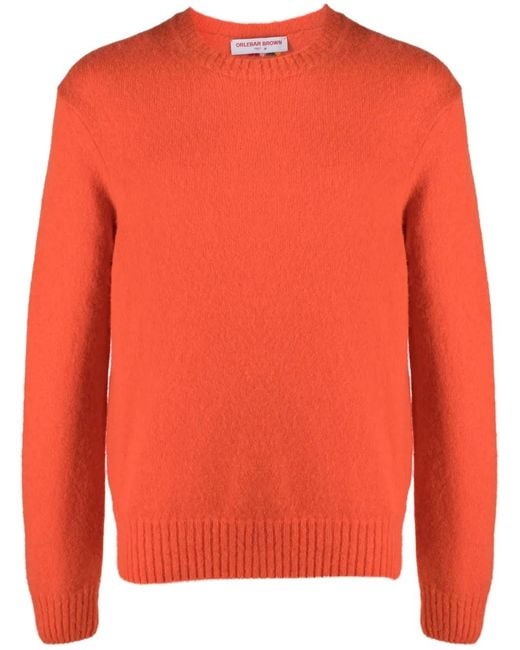 Orlebar Brown Orange Lorca Logo-Patch Knitted Jumper for men