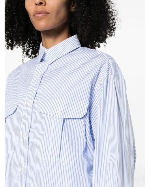 Wardrobe NYC White Striped Cotton Shirtdress