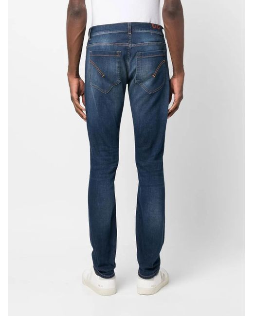 Dondup Blue Mid-Rise Straight-Leg Jeans for men