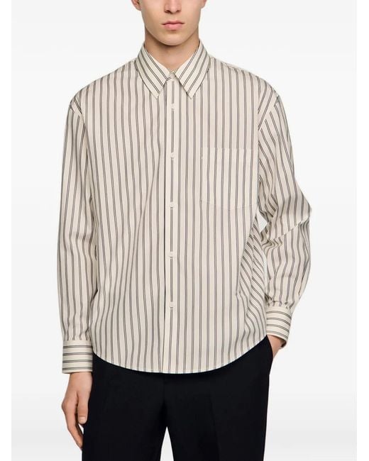 Sandro White Striped Cotton Shirt for men
