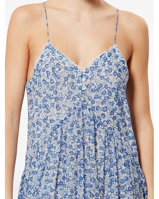 Isabel Marant Blue Sabba Floral Tiered Dress
