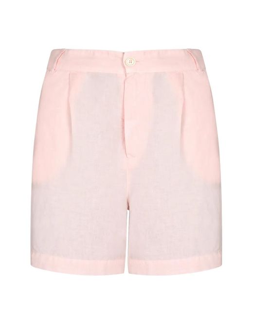 120% Lino Pink Pleated Shorts