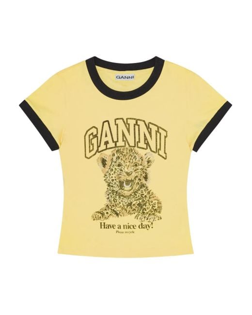 Ganni Yellow Leopard T-Shirt