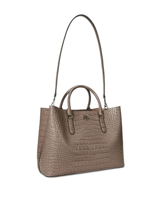 Ralph Lauren Brown Embossed-Leather Tote Bag