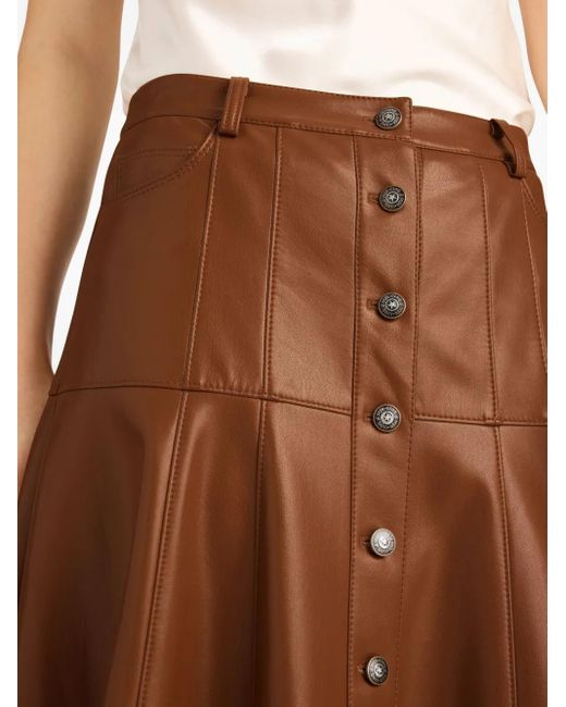 Cinq À Sept Brown Veena Button Midi Skirt