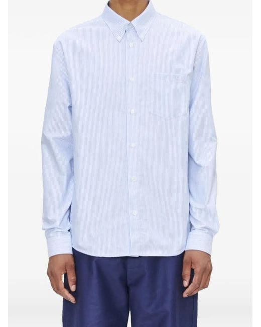 A.P.C. White A. P.C. Striped Button-Down Shirt for men