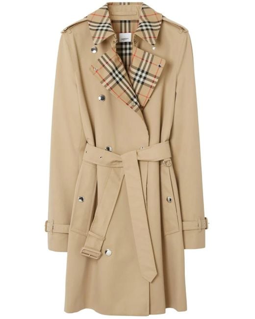 Gabardina corta con detalles vintage check Burberry de color Natural