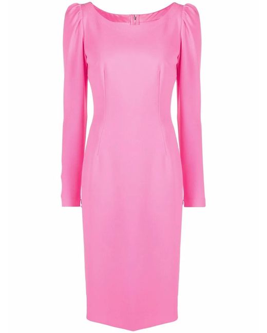 Dolce & Gabbana Pink U-Neck Long-Sleeved Dress