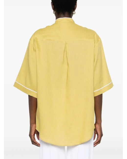 Fabiana Filippi Yellow Contrast-Trim Linen Shirt