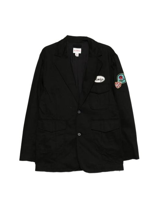 KAMIYA Black Patch-Detail Single-Breasted Jacket for men