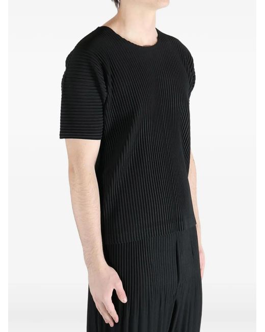 Homme Plissé Issey Miyake Black Pleated T-Shirt for men