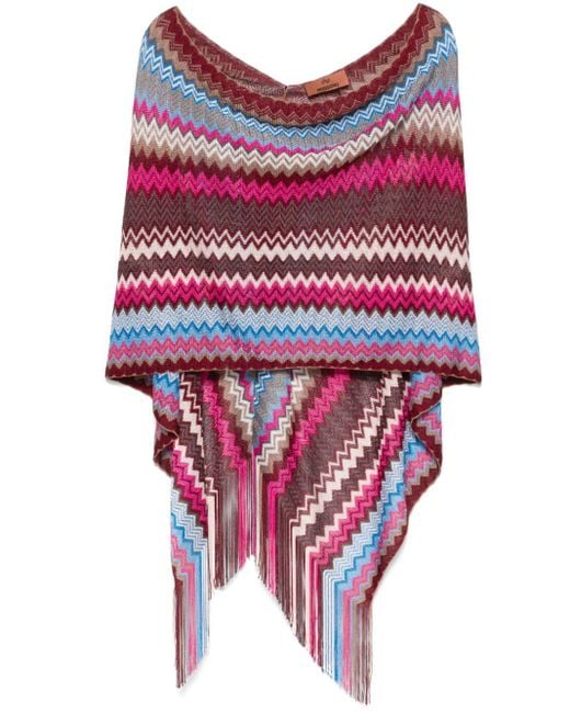 Missoni ジグザグ ポンチョ Red